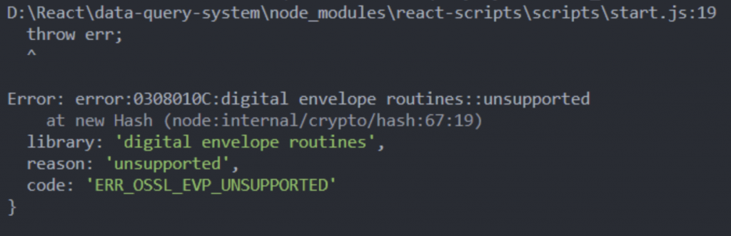 Error: error:0308010C:digital envelope routines::unsupported