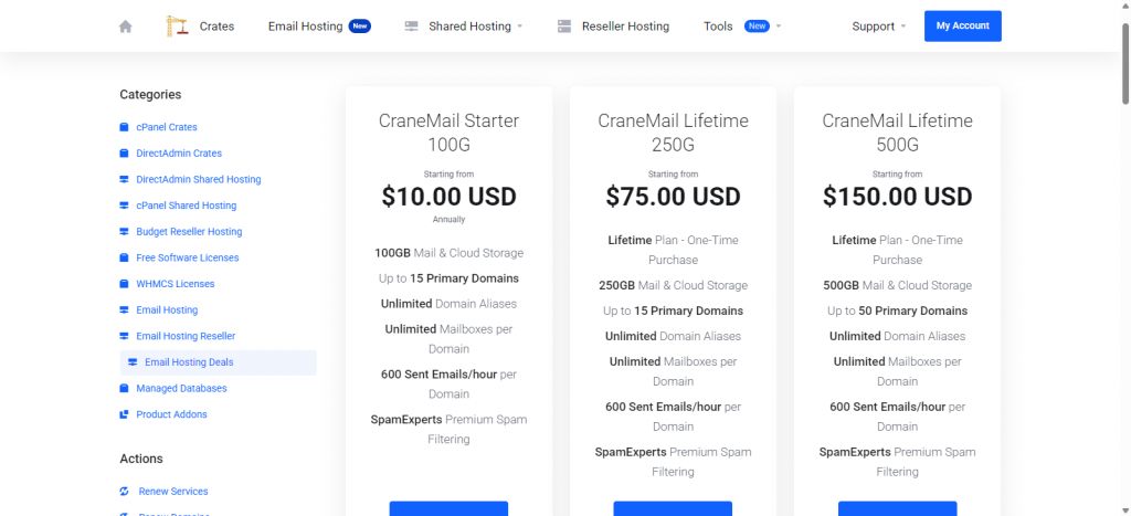 只需要75美元就可以拥有一个终身免费的邮箱服务（250G+15个域名）