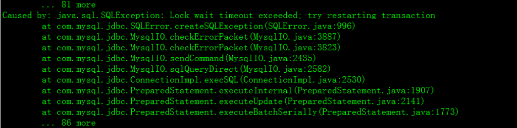 Lock wait timeout exceeded; try restarting transaction
