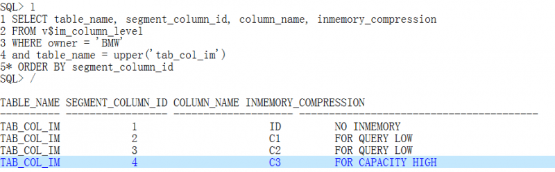 In-Memory for Column