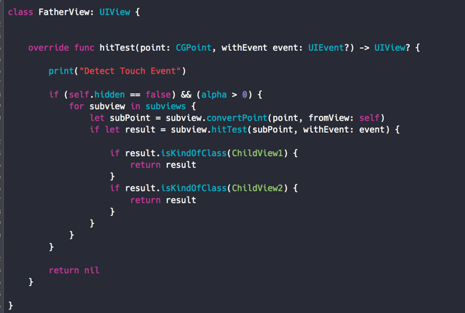 父视图外部子视图点击响应 - hitTest