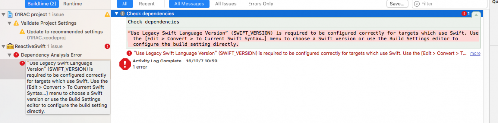 解决ReactiveCocoa框架导入Xcode8的报错