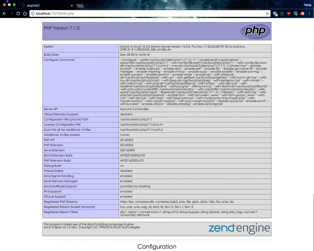 macOS Sierra Apache Multiple PHP versions