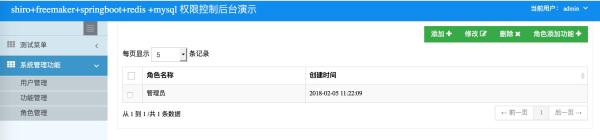 Shiro整合springboot，freemaker，redis（含权限系统完整源码）