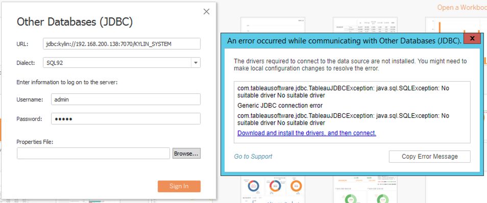 Tableau Generic JDBC 连接 Kylin
