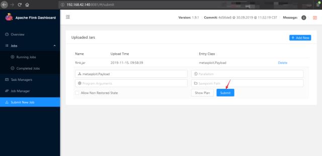 「漏洞预警」Apache Flink 任意 Jar 包上传导致远程代码执行漏洞复现