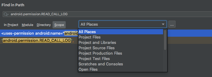 Android Studio中的非项目文件及项目目录下的全局搜索