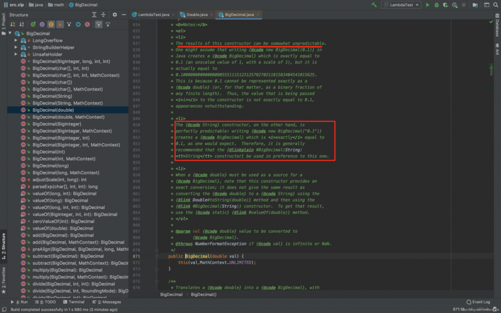 BigDecimal进行浮点数精确计算错误用法和正确用法