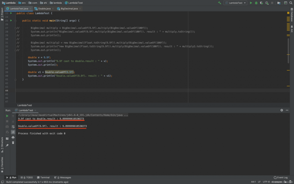 BigDecimal进行浮点数精确计算错误用法和正确用法
