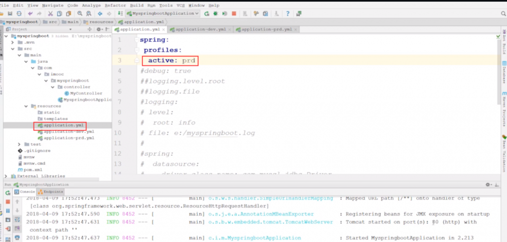 SpringBoot在生产,测试环境下application配置文件的编写