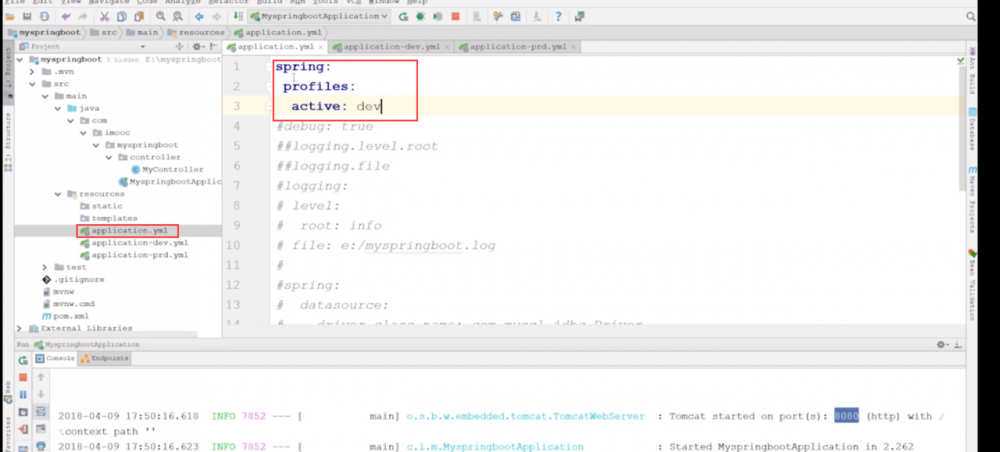 SpringBoot在生产,测试环境下application配置文件的编写