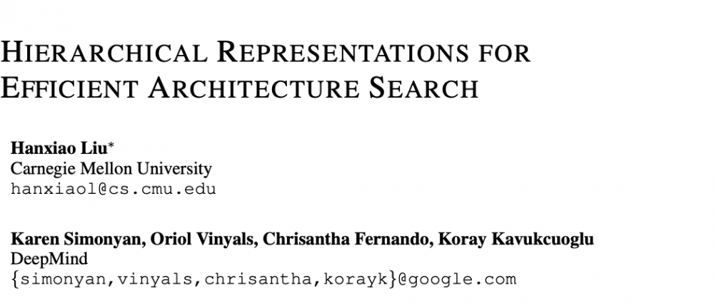 基于层级表达的高效网络搜索方法 | ICLR 2018
