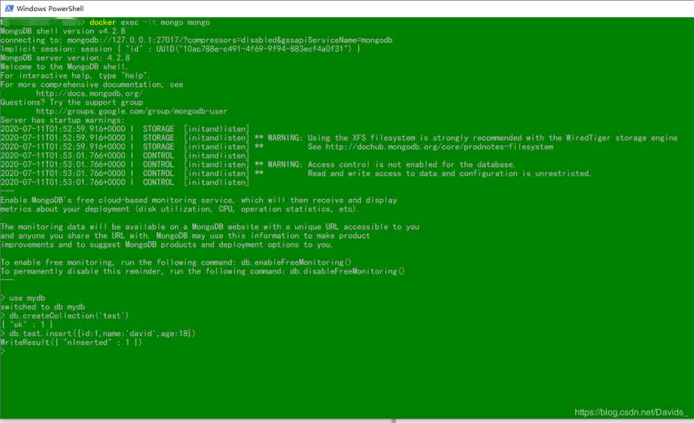 Spring Boot 使用docker整合MongoDB