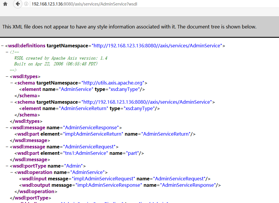 axis 1.4 AdminService未授权访问 jndi注入命令执行利用